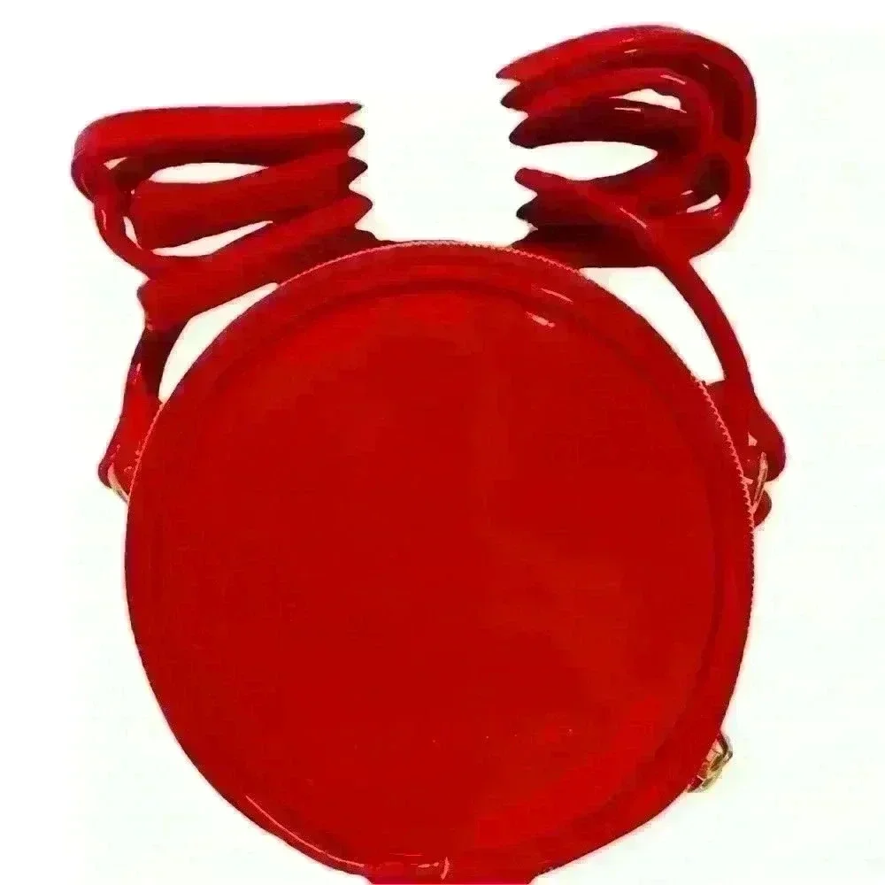 Marc Jacobs NWT Mini 4" Red Patent Leather Crossbody Round Circle Canteen Bag - Picture 1 of 11